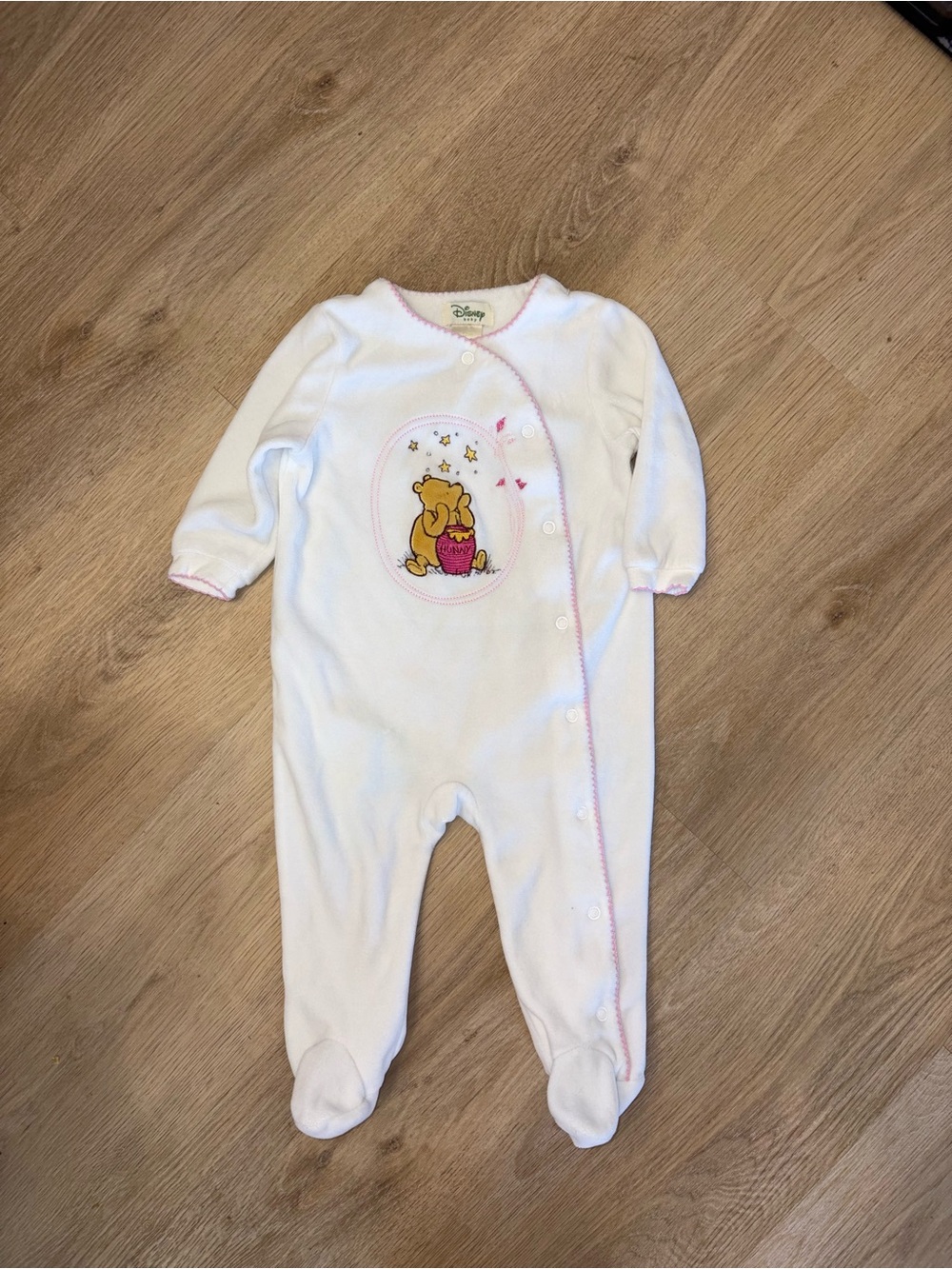 Disney White & Pink Winnie the Pooh Footed Pajama One-Piece